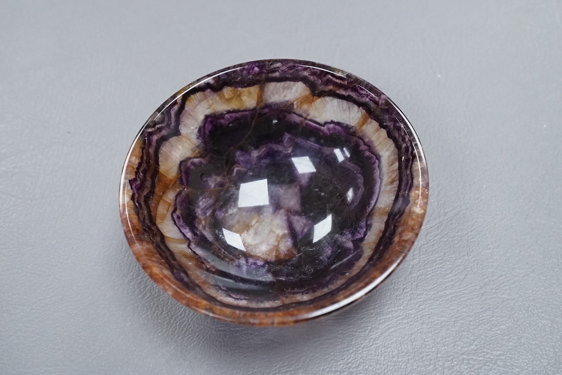 A small 19th century Blue John bowl, 7cm diameter